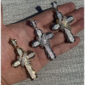 Real Solid 925 Vermeil 14K Gold Cross Mens Pendant